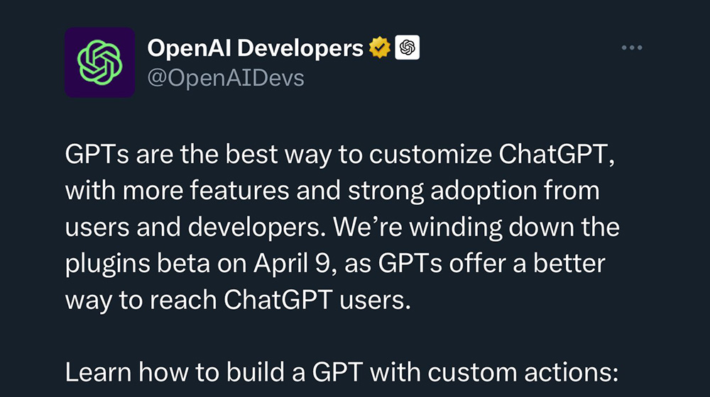OpenAI何時關閉ChatGPT插件功能